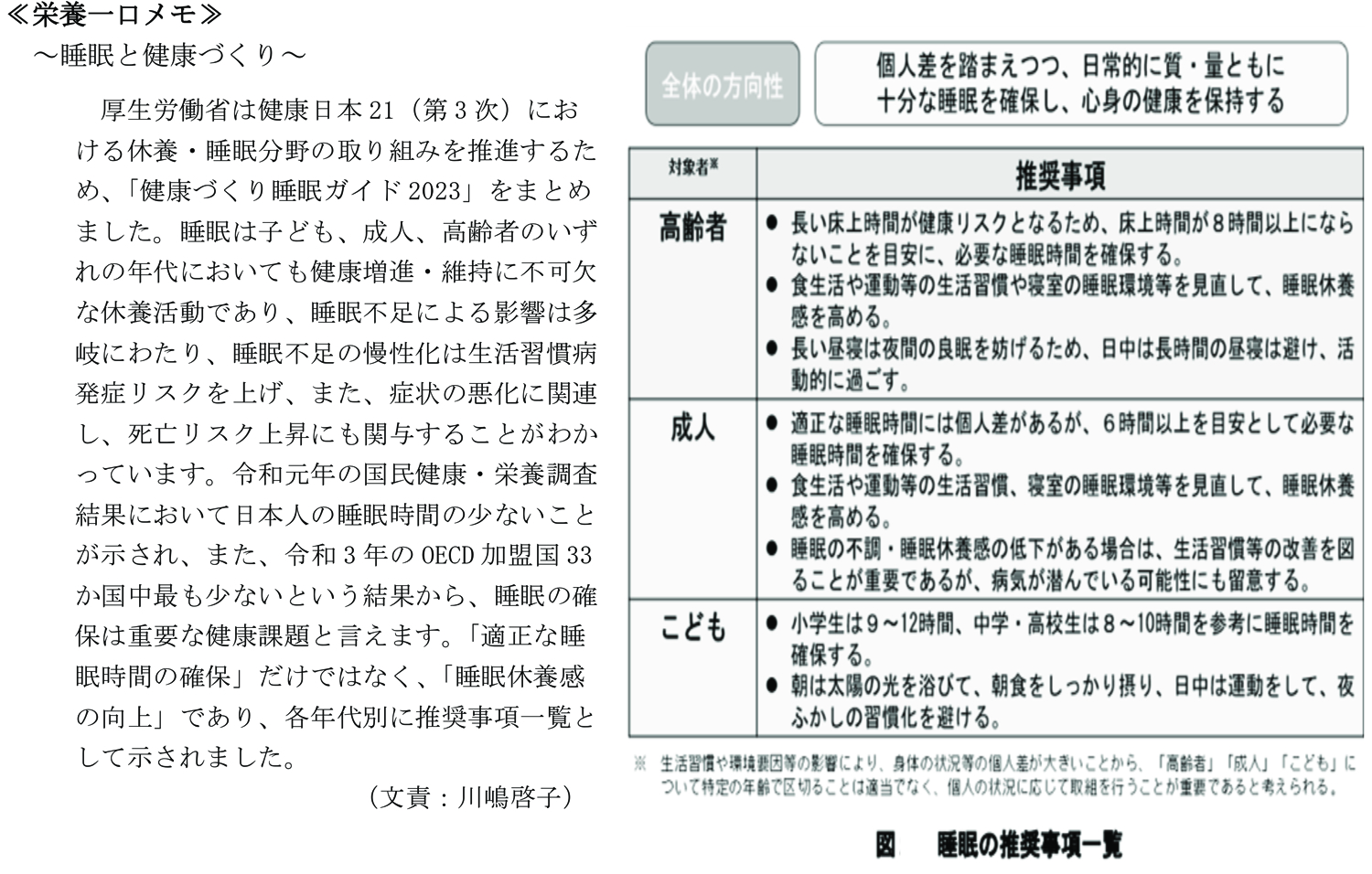 睡眠と健康づくり
